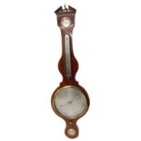 F. Taverio of Lincoln. A 19thC mahogany and boxwood strung wheel barometer, with silvered dial and t