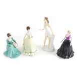 Four various Coalport and other figures, Ladies of Fashion, Madelaine, printed marks beneath, 16cm h