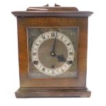 A 20thC Elliot style caddy top mantel clock, with 13cm diameter Arabic and Roman numeric dials, with