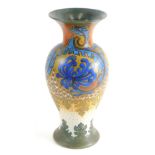 A Sama Gouda Dutch pottery vase, of shouldered form, profusely decorated with flowers predominantly