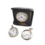 A 20thC silver plated railway open faced pocket watch, the case stamped BR (M), with 4cm diameter Ro