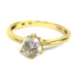 A 9ct gold CZ dress ring, set with a round brilliant cut CZ stone in claw setting, ring size N½, 2.3