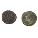 A Roman type Constantius II style coin and another coin. (2)