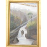 20thC School. Waterfall, a pair, oils, unsigned, 22cm x 14cm. (2)