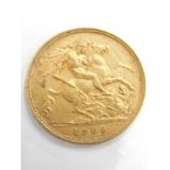 An Edward VII gold half sovereign, 1905.