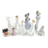 Various Royal Doulton figures, miniature character jug, Beefeater, Loving You and other lady figures