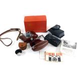 A 20thC Zeiss Icon Contina camera, with Prontor-Svs lens, in brown leather case, 10cm high, in origi