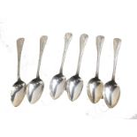 A set of five Victorian Scottish silver teaspoons, by JM, bright cut Old English pattern, Glasgow 18