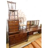 Various Stag bedroom furniture, mirror backed dressing table, chest of drawers, pedestal chest and t