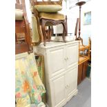 Various furniture, painted side cabinet, stools, mahogany dining chairs, etc. (a quantity)
