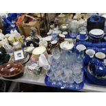 Various pottery and effects, masque, casserole dish, Nikon and other cameras, glassware, Denby style