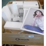 A quantity of Claudia Bradby empty jewellery boxes, display stands, Perspex advertising, information