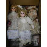 8 collectable dolls, many with certificates, to include porcelain Knightsbridge Collection by Steven