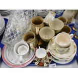 Various pottery and effects, Bunnykins, Abbeyvale cup and saucers, etc. (1 tray)