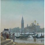 Timothy Easton (b.1943). Gondola and the Church of the Salute, oil on canvas, 40cm x 45cm. Signed a