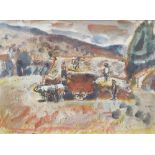 George Hooper (1910-1994). Farming scene, watercolour, signed and dated (19)58, 56cm x 75cm.