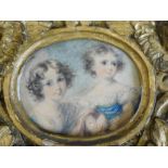 19thC English School. Figures of girls, watercolour, 9cm x 11cm, another portrait of a lady and anot