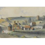 Lance Holtby (20thC). Lincolnshire Market Town Burneth Louth, Market Hall, watercolour, signed, 28cm