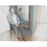 Jack Skinner (20thC). Portrait of a gentleman Peter Wall seated in a chair before mirror, oil on boa