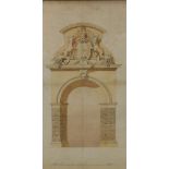 Allen, Snooke & Stock (19thC). Design Number Two for Gateway to Hall Offices, mixed media, signed an