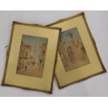 After Norton. Egyptian scene, figures before pillars, print, 31cm x 21cm and another street scene -