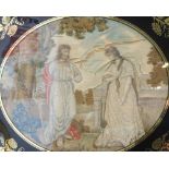 19thC School. Jesus As The Gardener, silk and embroidery, glazed gilt lined frame, 36cm x 41cm, and