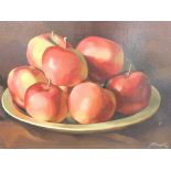 George Edward Brumfitt, (b.1917) Still life plate of apples, oil on canvas, signed, indistinctly att
