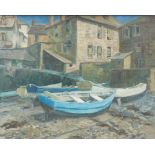 Joan Oxland (1920-2009). Rowing boat before houses, oil on canvas, signed and dated 1955, 40cm x 50c