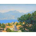 Clifford Hanney (1890-1990). Evening at Menaggio Lake Como, oil on board, signed, titled with H.& R.