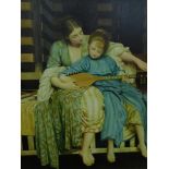 After Leighton. The Music Lesson, print, Windsor House Antiques label, 66cm x 51cm.