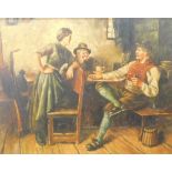 19thC Dutch School. Tavern scene, figures in conversation, oil on tin, unsigned, Ex Cheffins lot 103