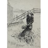 T. S. C. Crowther (20thC). A Fen Maiden, pen and ink, signed and titled, 22cm x 15cm.