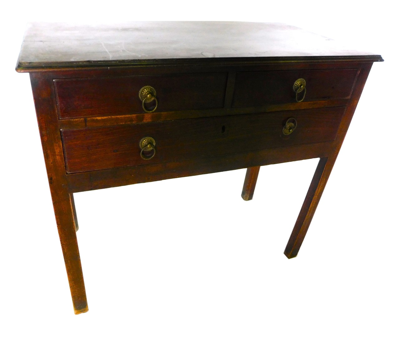 A George III mahogany lowboy, the rectangular top with a moulded edge, above two short and one long