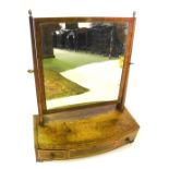 A 19thC mahogany satinwood cross banded dressing table mirror, the rectangular plate on tapering sup