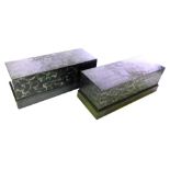 A pair of rectangular plinths, each painted to simulate marble, 47cm high, 128cm wide, 50cm deep.