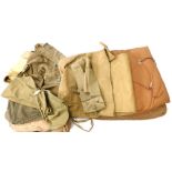 A selection of military vehicle seat cushions, webbing backpack, etc.