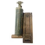 A military vehicle fire extinguisher, and anti gas rattle.