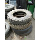 Four various military vehicle tyres, 6.00-16 95/92L.
