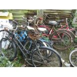 A quantity of various bicycles, of various vintage.