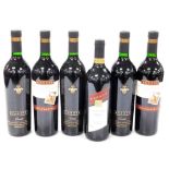 Six bottles of Hardys red wine, comprising Cabernet Sauvignon 2004 (2), Cabernet Shiraz Merlot 2004