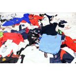 Manchester United England and other football shirts and apparel, some replicas. (a quantity)