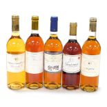 Five bottles of dessert wine, comprising Chateau Grand Picard 2003, Chateau Haut Bechereau 2000, Cha