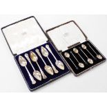 A set of six George V silver grapefruit spoons, each with a shaped handle, London 1928, 4.05oz, in f