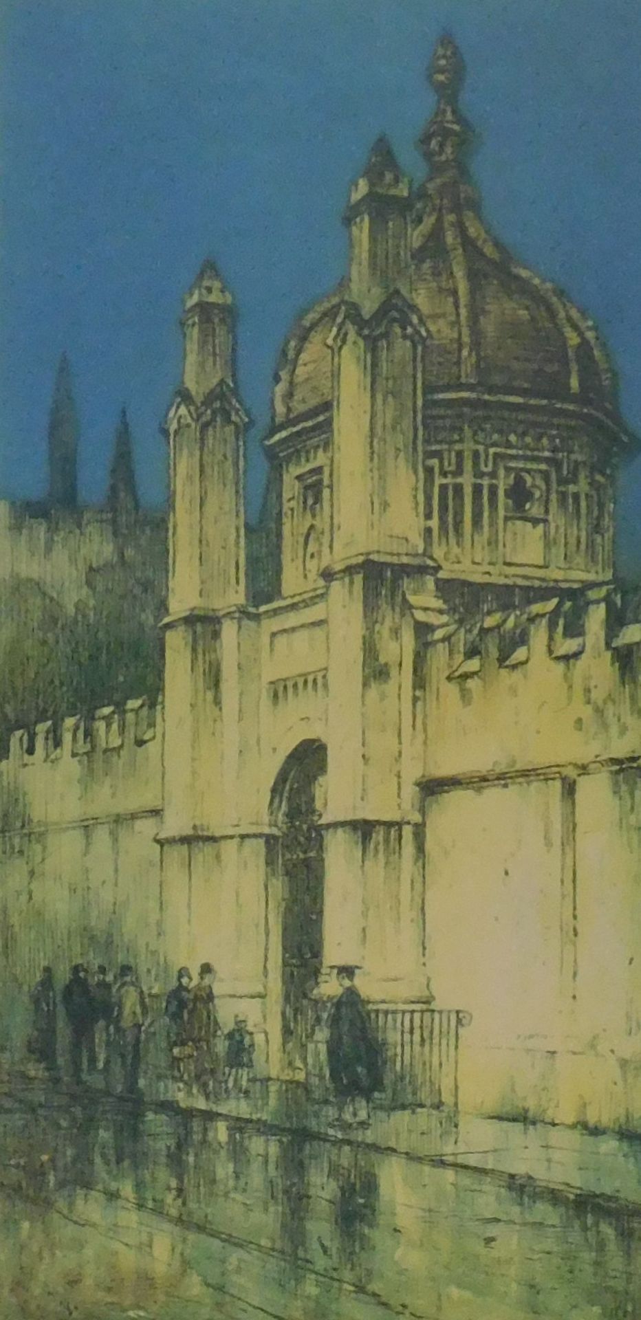 After F Robson (1880-1936). All Souls College, Oxford, colour print, 25.5cm x 13cm.