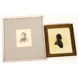 A 19thC portrait silhouette of a gentleman in naval uniform, 16cm x 13.5cm, together with after H Ha