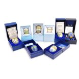 Eight Halcyon Days enamel egg shaped trinket boxes, to include 1999 Easter Egg, 2010 Easter Egg, Hum