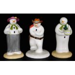 Three Coalport Characters porcelain The Snowman figures, comprising Dressing Up, Snowman's Surprise,