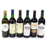 Six bottles of red wine, comprising Grand Vin double dose Chateau Cousteau 1996, Chateau Lesparre 19