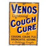 A 20thC enamel sign for Venos Lightning Cough Cure, for Coughs, Cold, Flu, Bronchitis, Asthma, and C