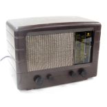 A Pye brown Bakelite cased radio.
